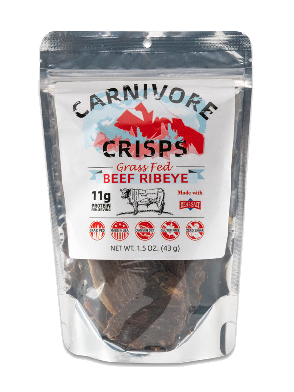 Carnivore Crisps Beef Ribeye pouch — grass-fed meat crisps